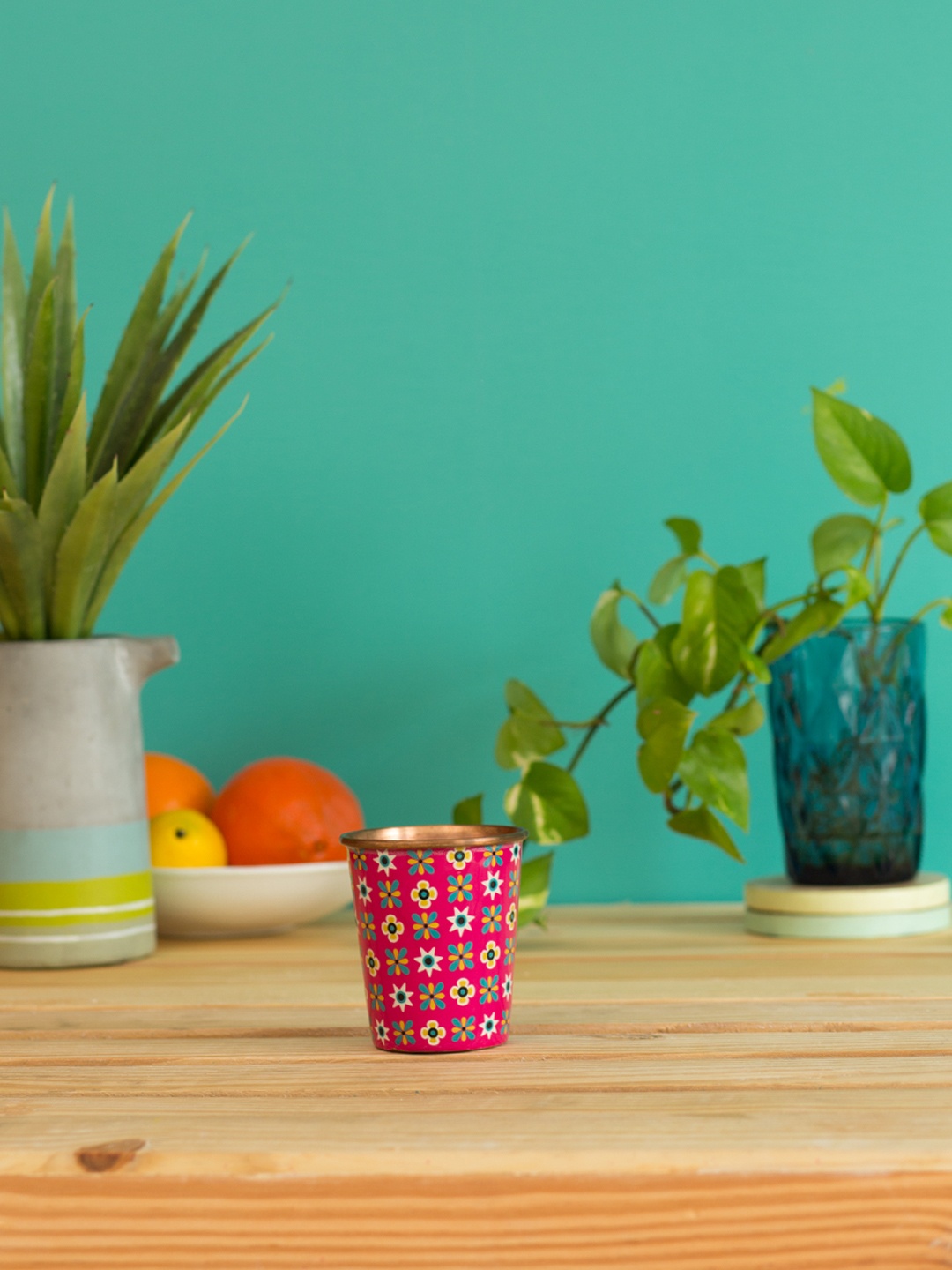 

Chumbak Pink Printed Small Copper Tumbler