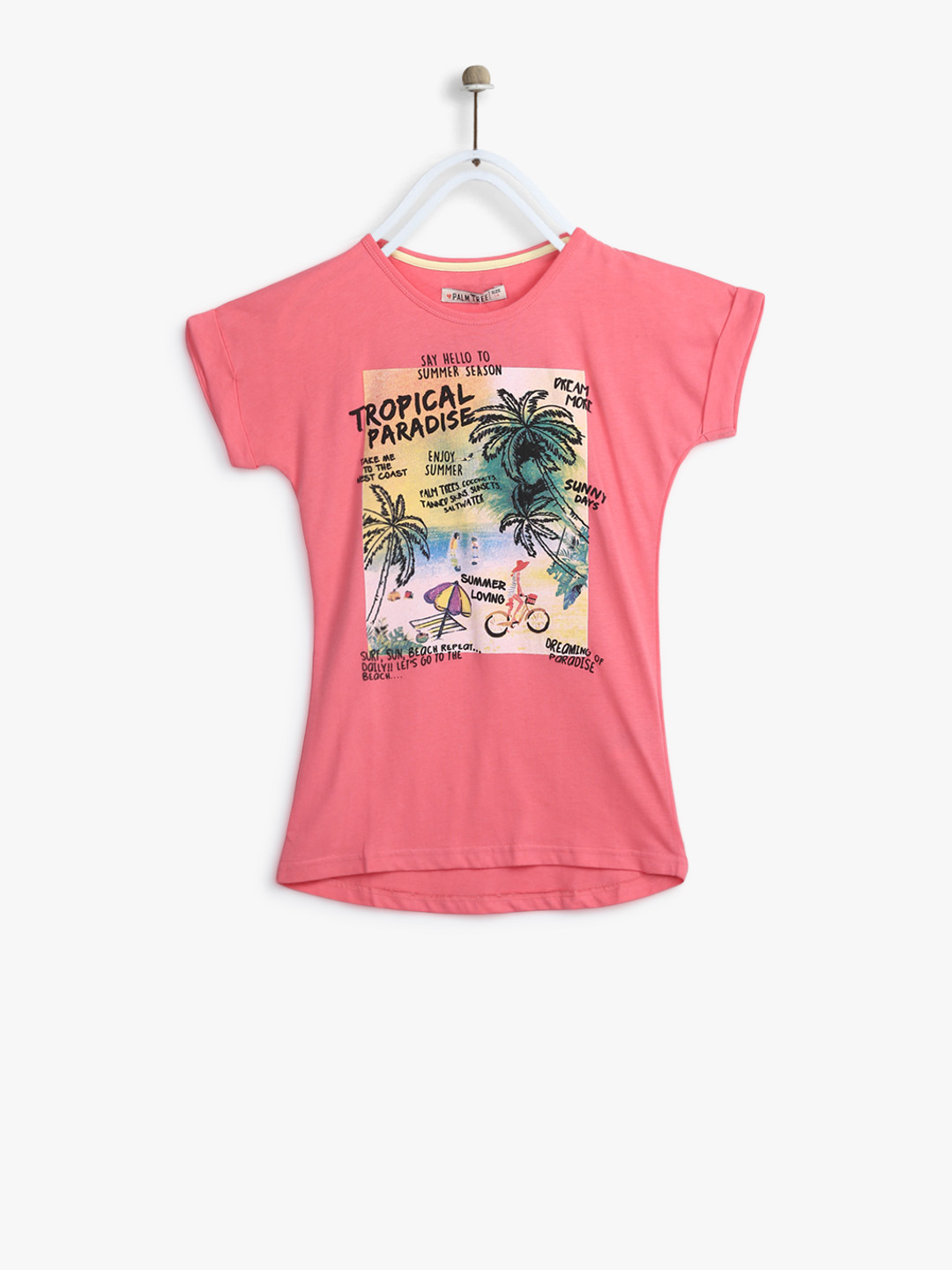 

Palm Tree Girls Pink Printed Top