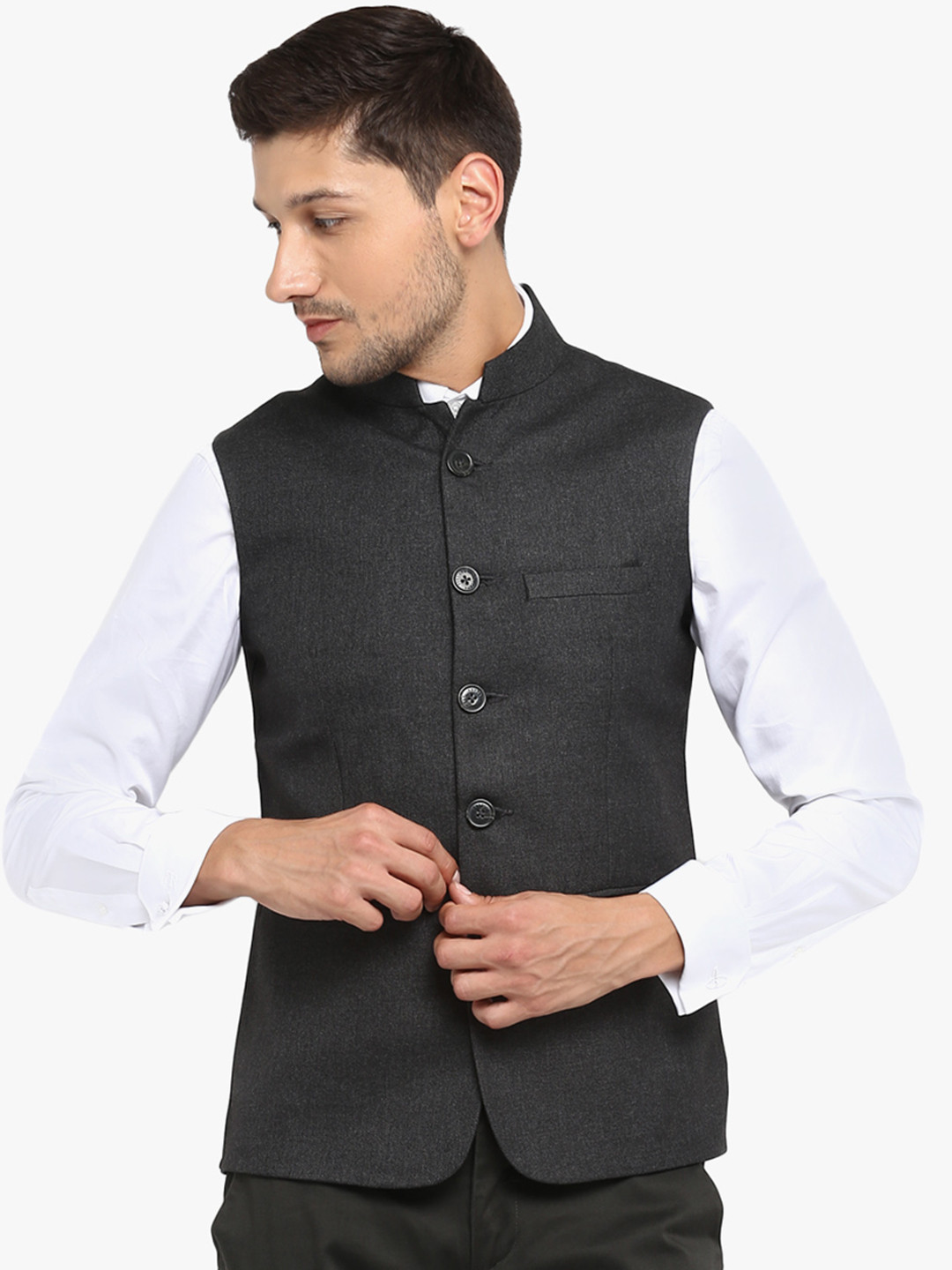 

Red Tape Men Solid Grey Nehru Jacket