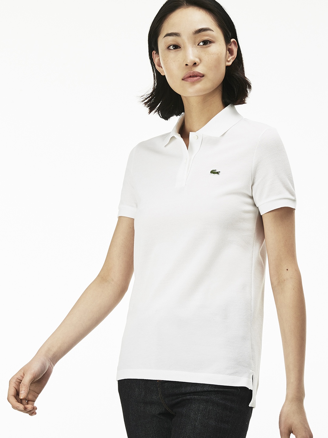 

Lacoste Women White Classic Fit Soft Cotton Petit Pique Polo