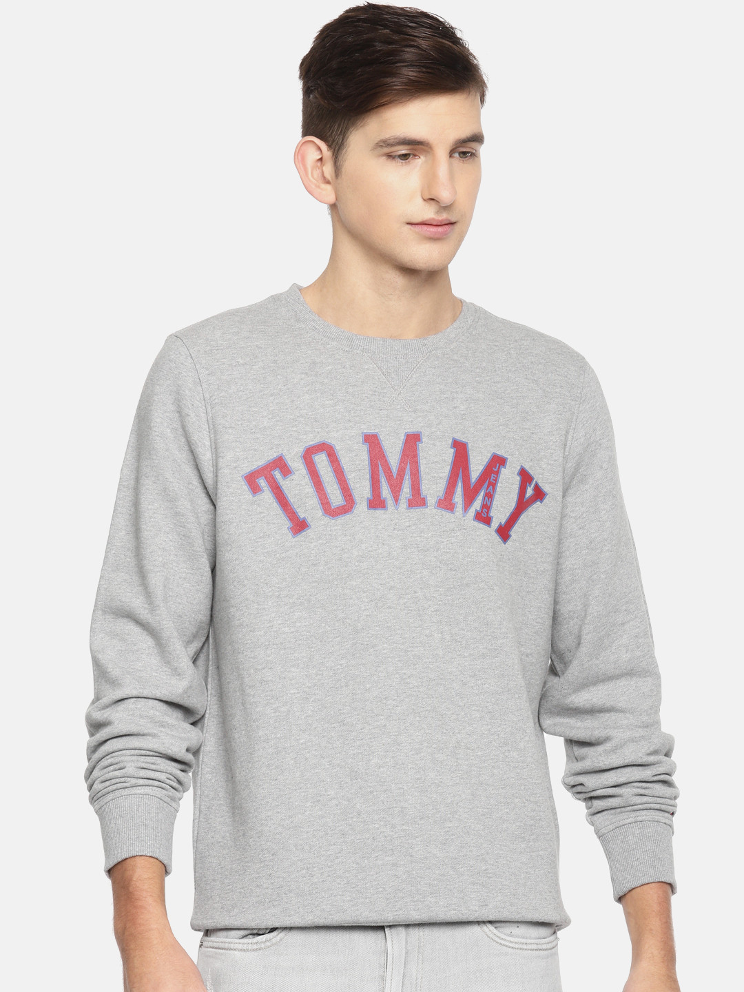 

Tommy Hilfiger Men Grey Melange Printed Sweatshirt