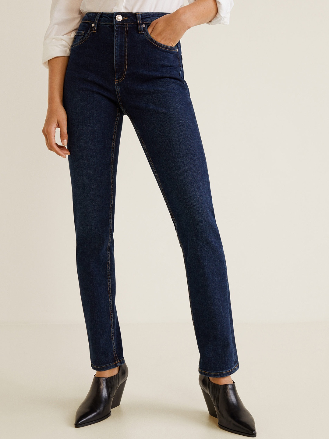 

MANGO Women Blue Skinny Fit Mid-Rise Jeans