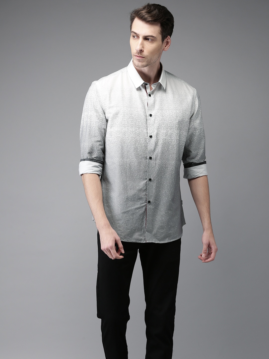 

Flying Machine Men White & Black Slim Fit Printed Casual Shirt