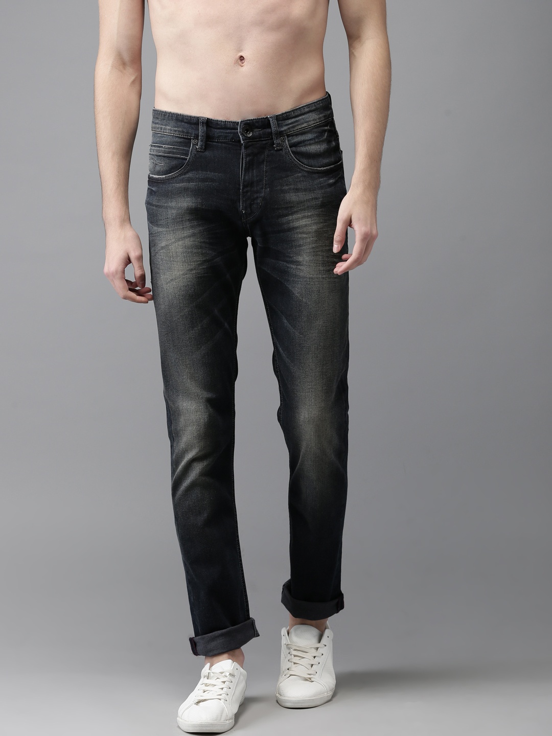 

Flying Machine Men Blue Michael Tapered Fit Mid-Rise Clean Look Stretchable Jeans