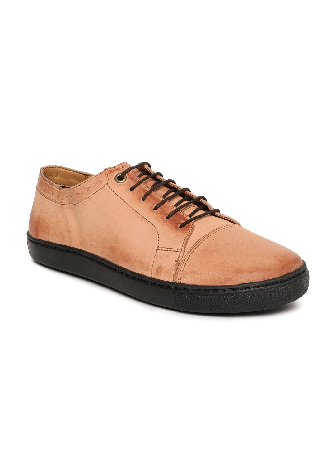 

Ruosh Men Peach-Coloured Leather Sneakers