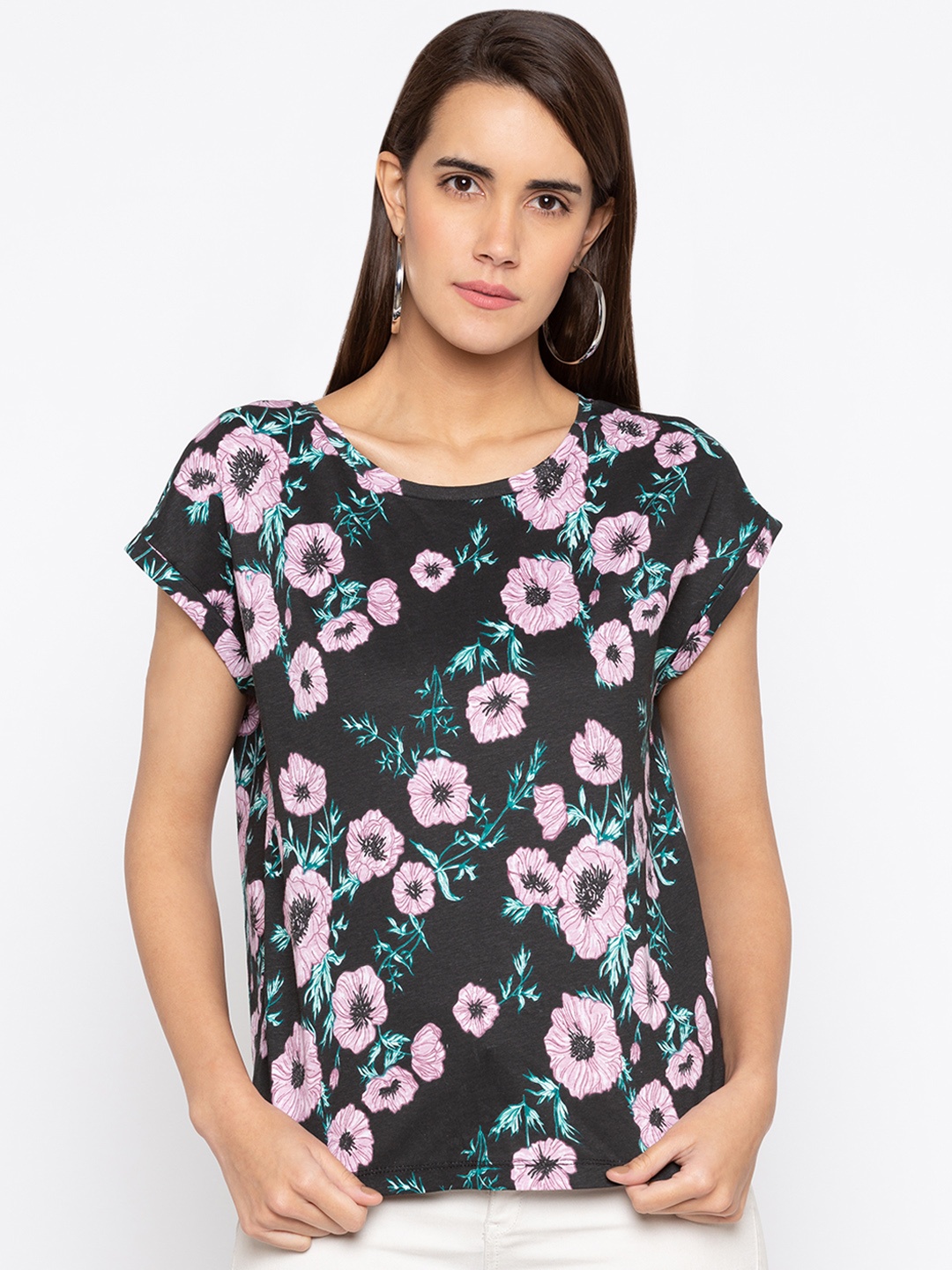 

Globus Women Black Printed Pure Cotton Top