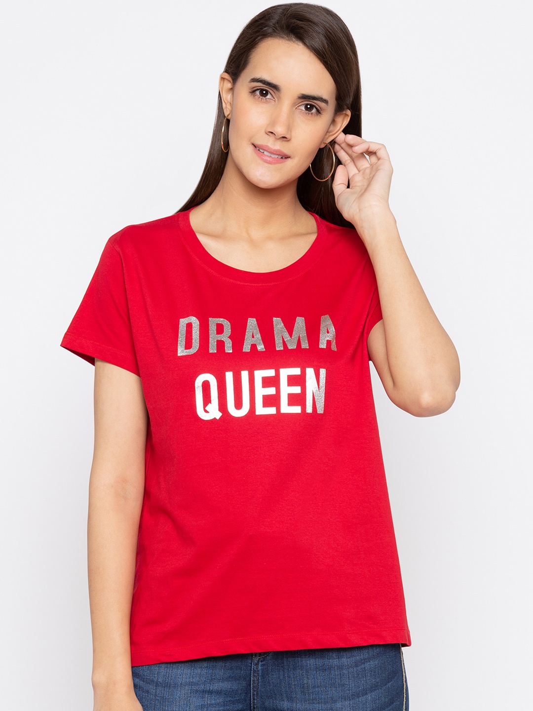 

Globus Women Red Printed Round Neck T-shirt