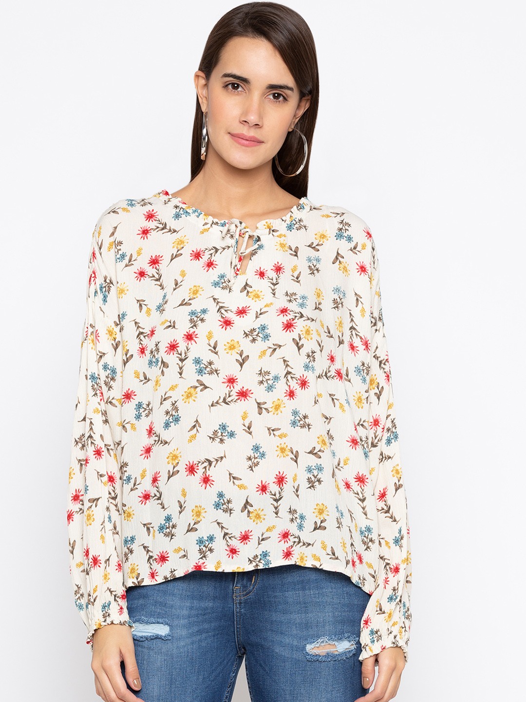 

Globus Women Cream-Coloured Printed Top