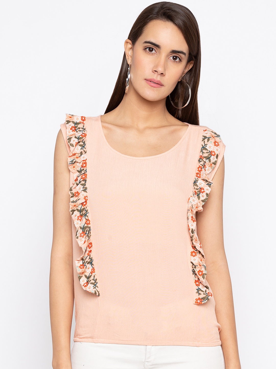 

Globus Women Peach-Coloured Printed Top