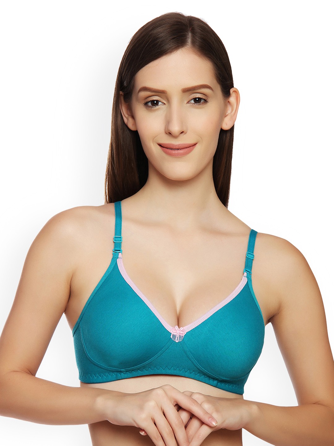 

Innocence Turquoise Blue Solid Non-Wired Non Padded Plunge Bra BBAPLIN47793_40