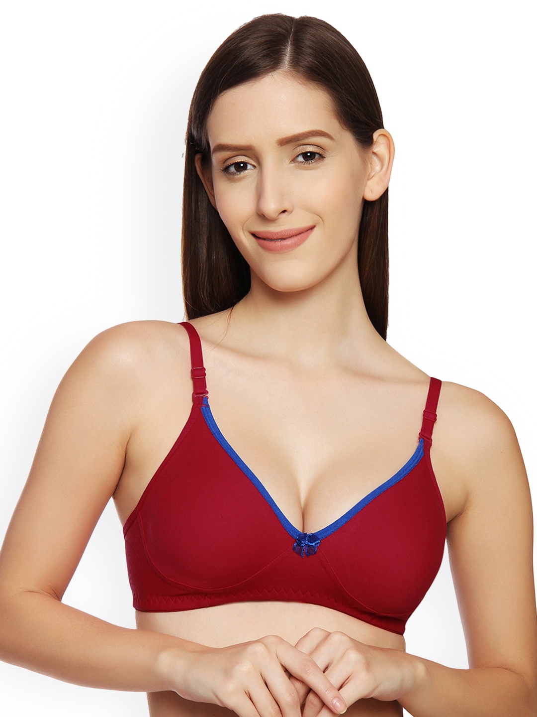 

Innocence Red Solid Non-Wired Non Padded Plunge Bra BBAPLIN47794_40