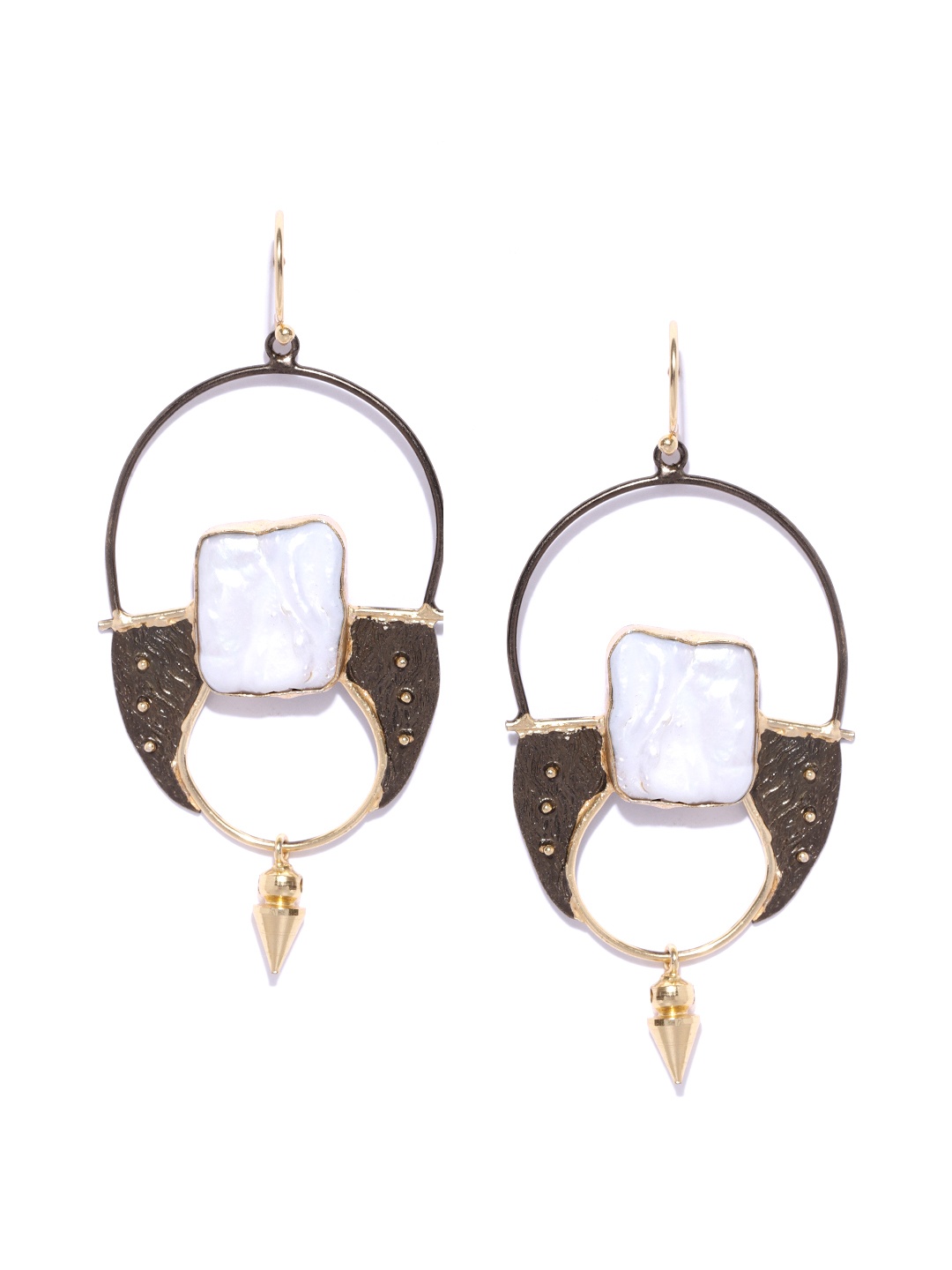 

Blueberry Off-White Antique Gold-Plated Classic Drop Earrings