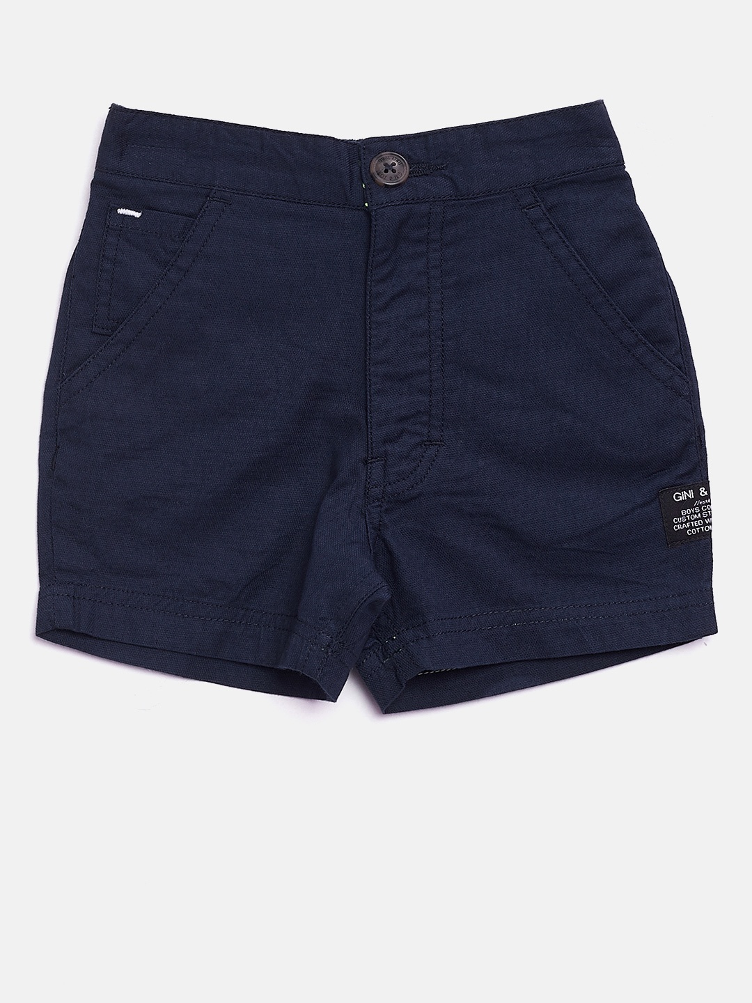 

Gini and Jony Boys Navy Blue Solid Regular Fit Shorts