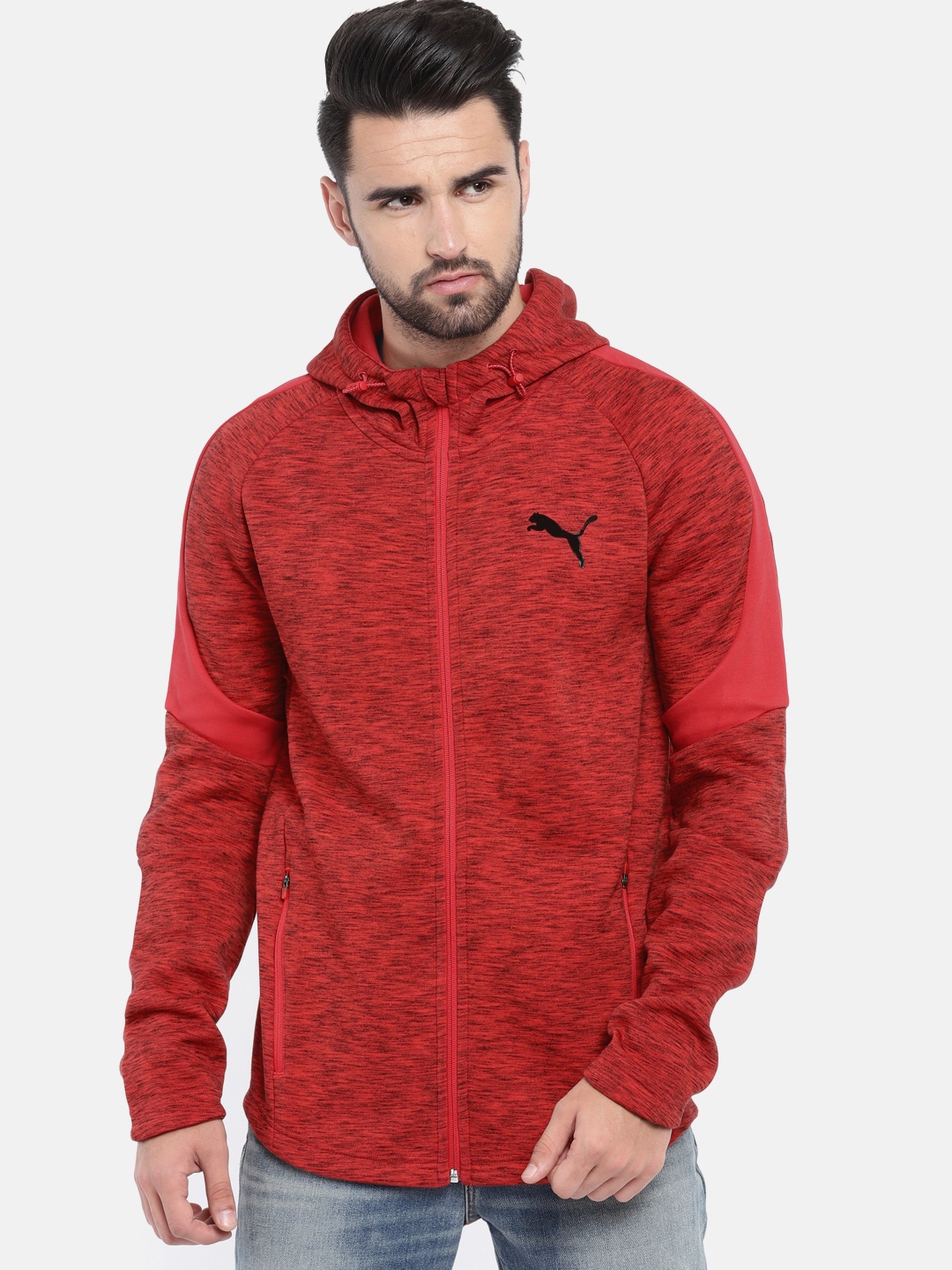 

Puma Men Red Evostripe FZ Hoody Sporty Track Jacket