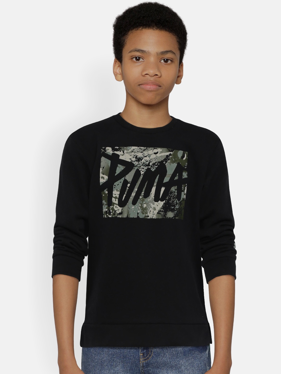 

Puma Boys Black Printed Sweatshirt