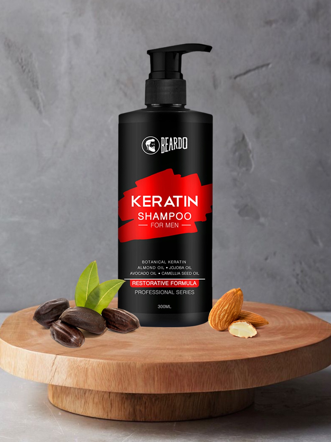 

BEARDO Men Keratin Shampoo with Almond & Jojoba Oil - 300 ml, Black
