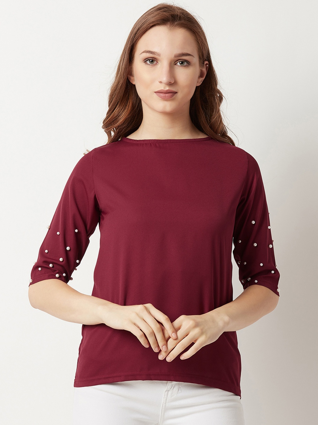 

Miss Chase Women Maroon Embellished Top