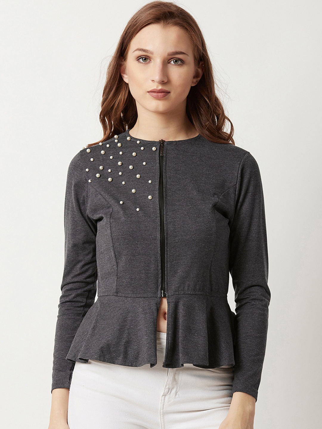

Miss Chase Women Grey Solid Lightweight Tailored Jacket