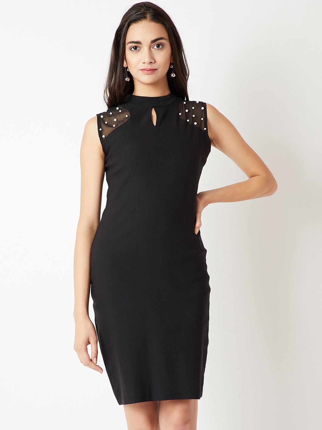 

Miss Chase Women Black Embellished Bodycon Dress