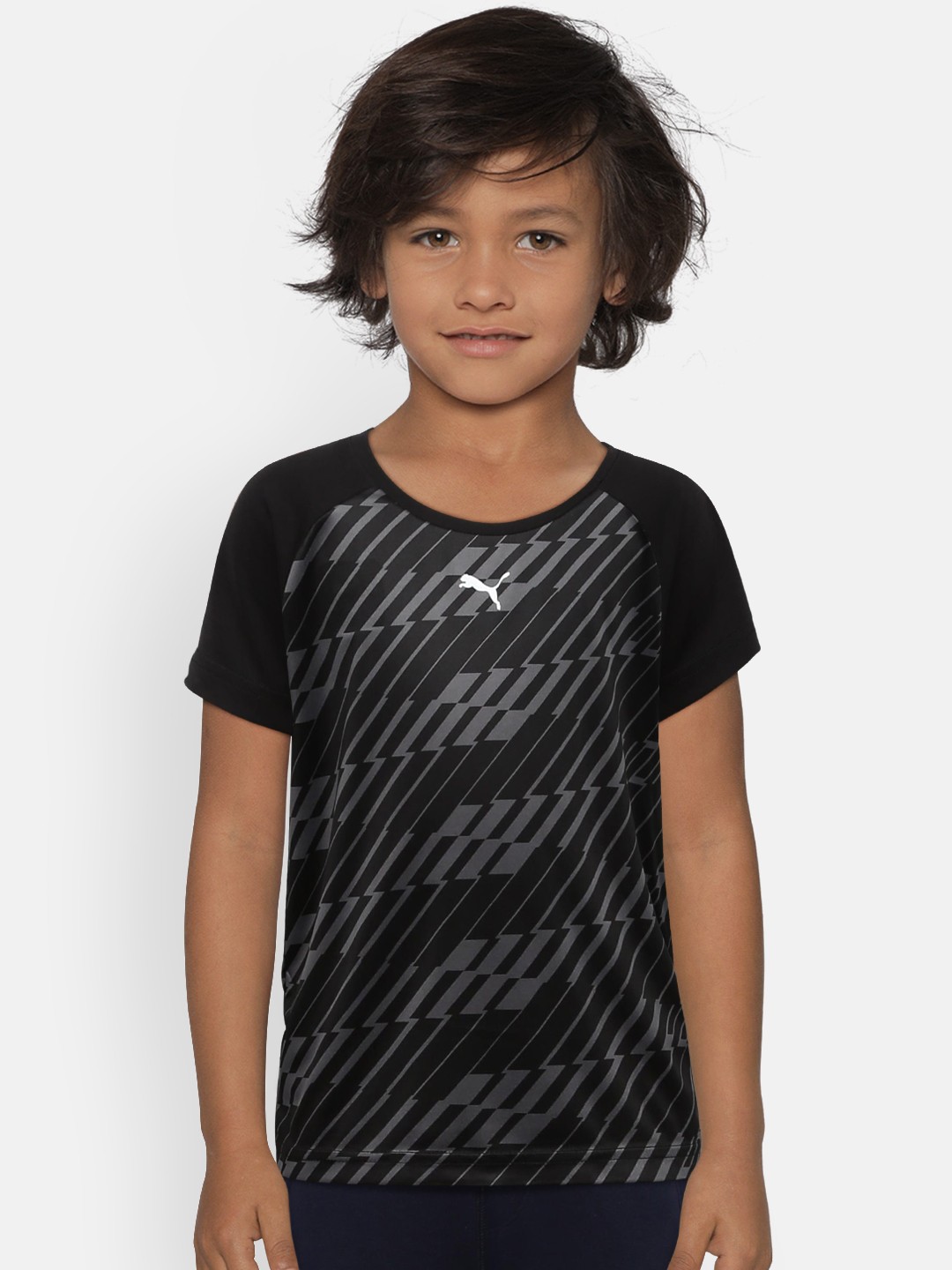 

Puma Boys Black Printed Gym Graphic AOP Round Neck T-shirt