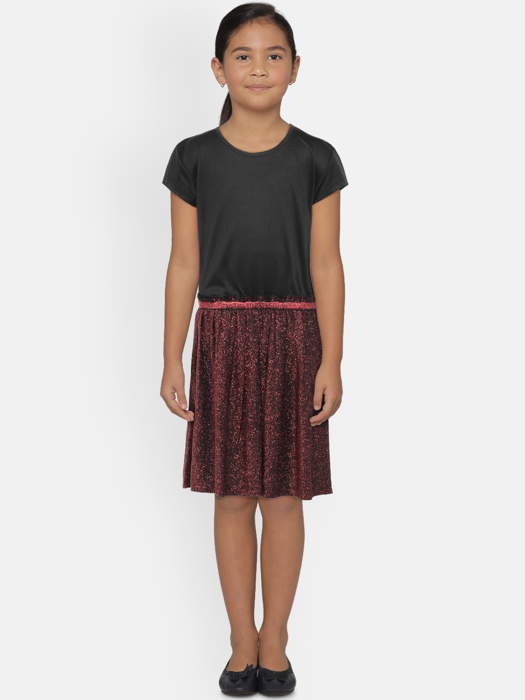 

United Colors of Benetton Girls Black & Red Fit & Flare Dress