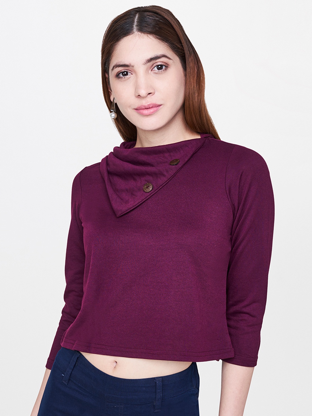

AND Women Burgundy Solid Top