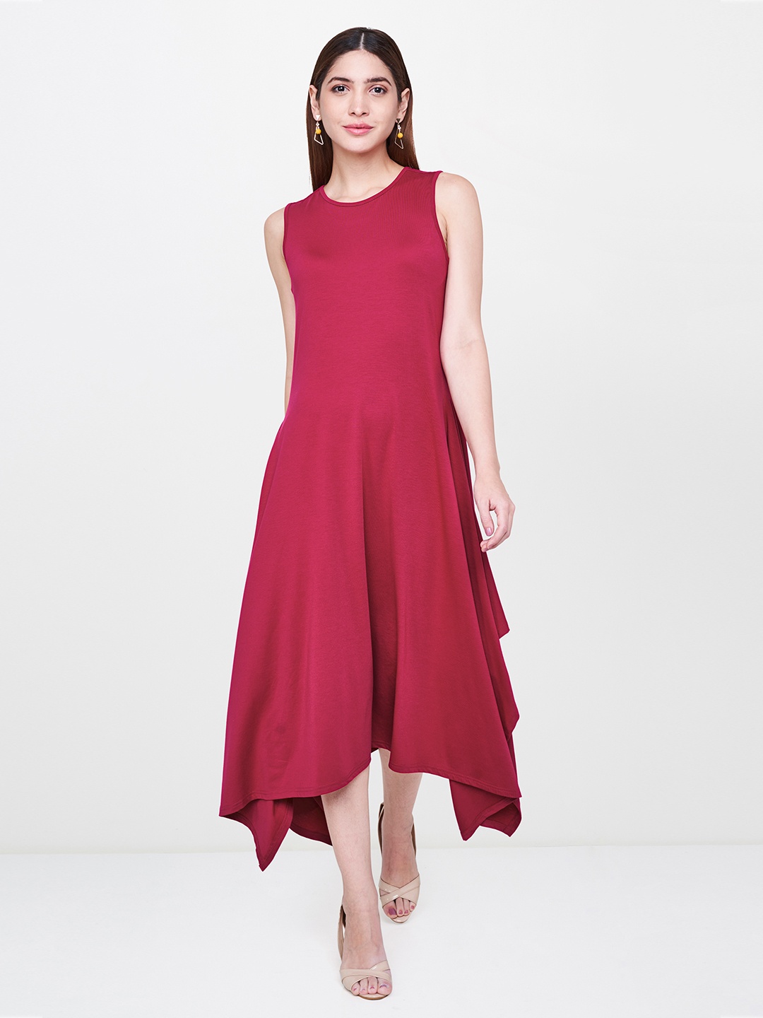

AND Women Magenta Solid A-Line Dress