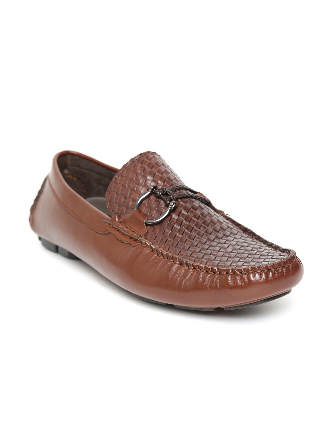 

San Frissco Men Brown Basketweave Texture Driving Shoes