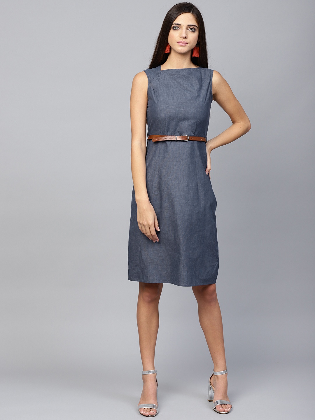 

Athena Women Blue Solid Sheath Dress