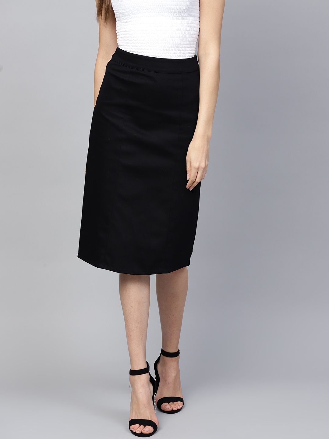 

Athena Black Pure Cotton Straight Skirt