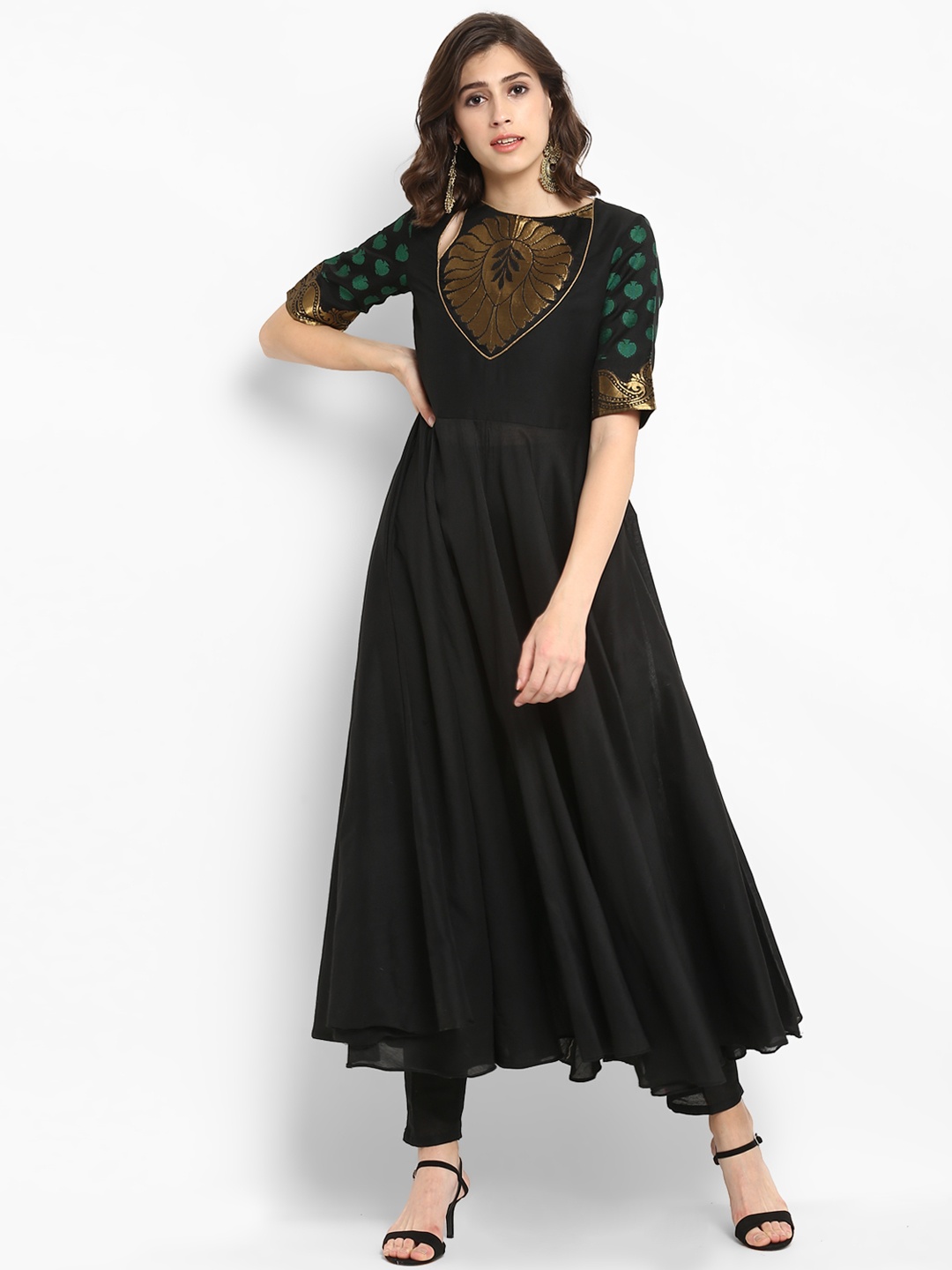 

Abhishti Women Black Woven Design Anarkali Kurta