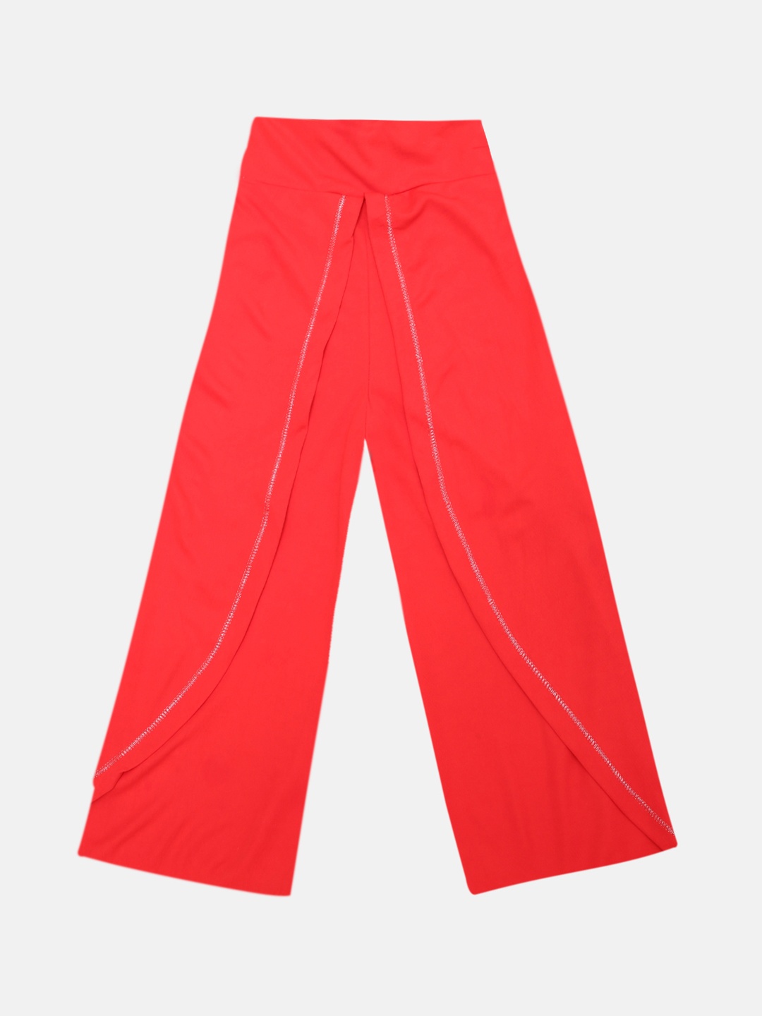 

Lil Orchids Girls Red Loose Fit Solid Parallel Trousers