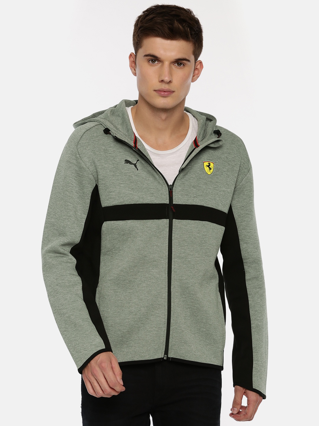 

Puma Men Grey Melange Solid SF Hooded Sweat Sporty Jacket
