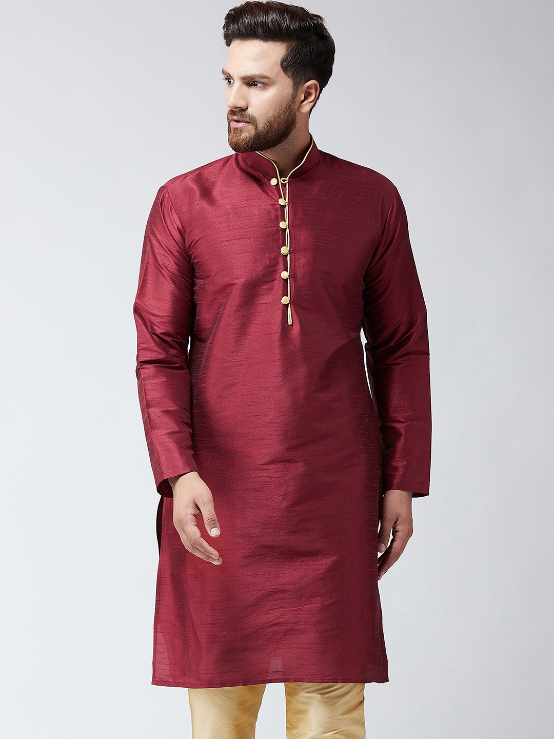 

SOJANYA Men Maroon Solid Straight Kurta