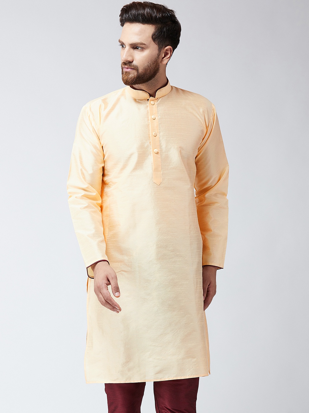 

SOJANYA Men Gold-Toned Solid Straight Kurta