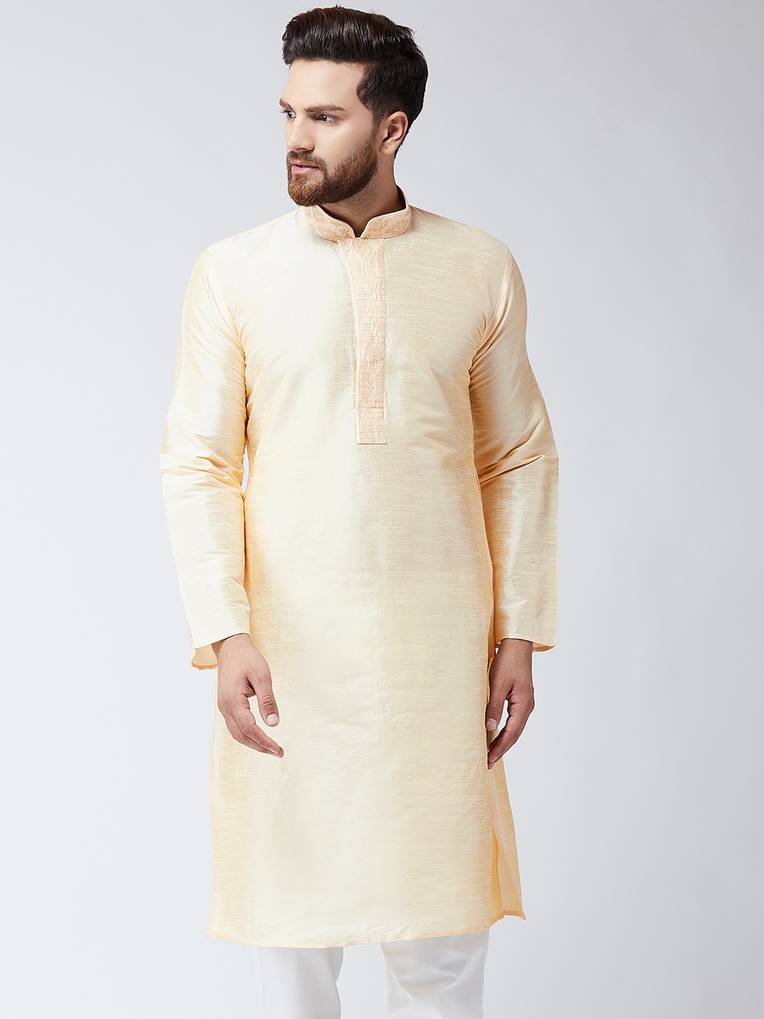 

SOJANYA Men Gold-Toned Solid Straight Kurta