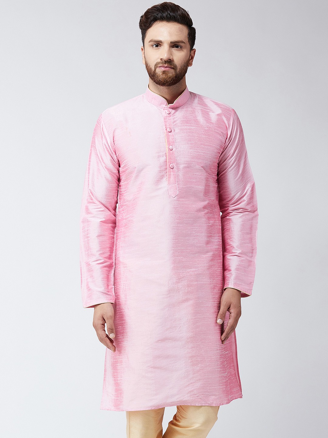 

SOJANYA Men Pink Solid Straight Kurta
