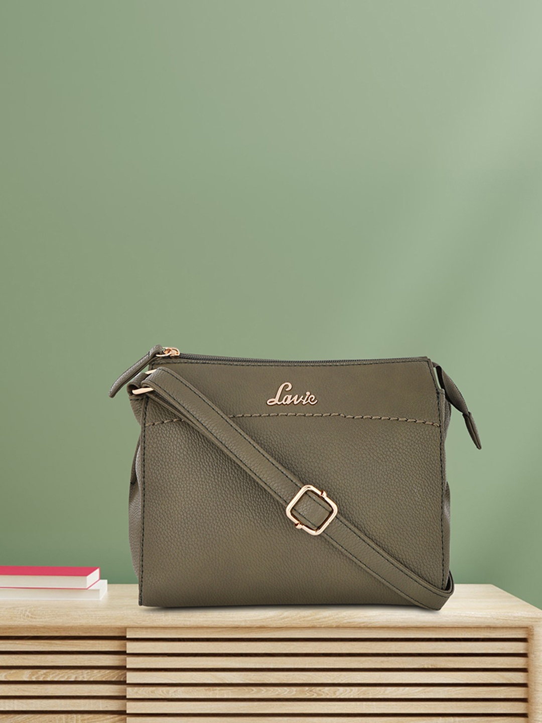 

Lavie Cetan Csb Horizontal Women Olive Green Solid Sling Bag