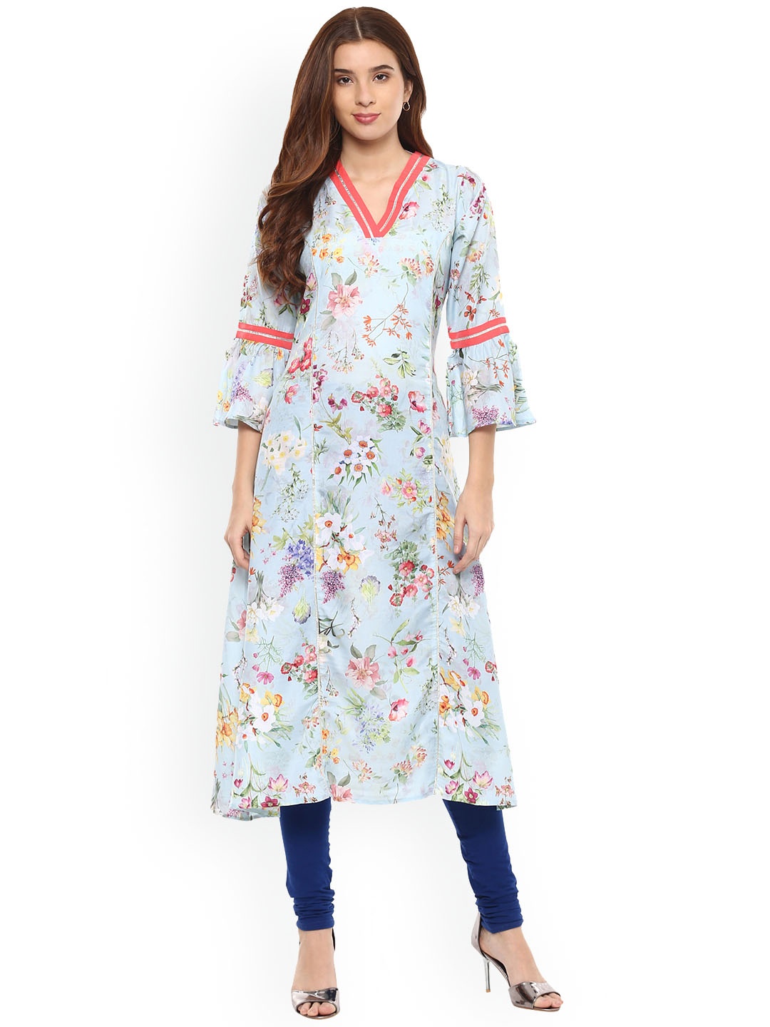 

Ahalyaa Women Blue Printed A-Line Kurta