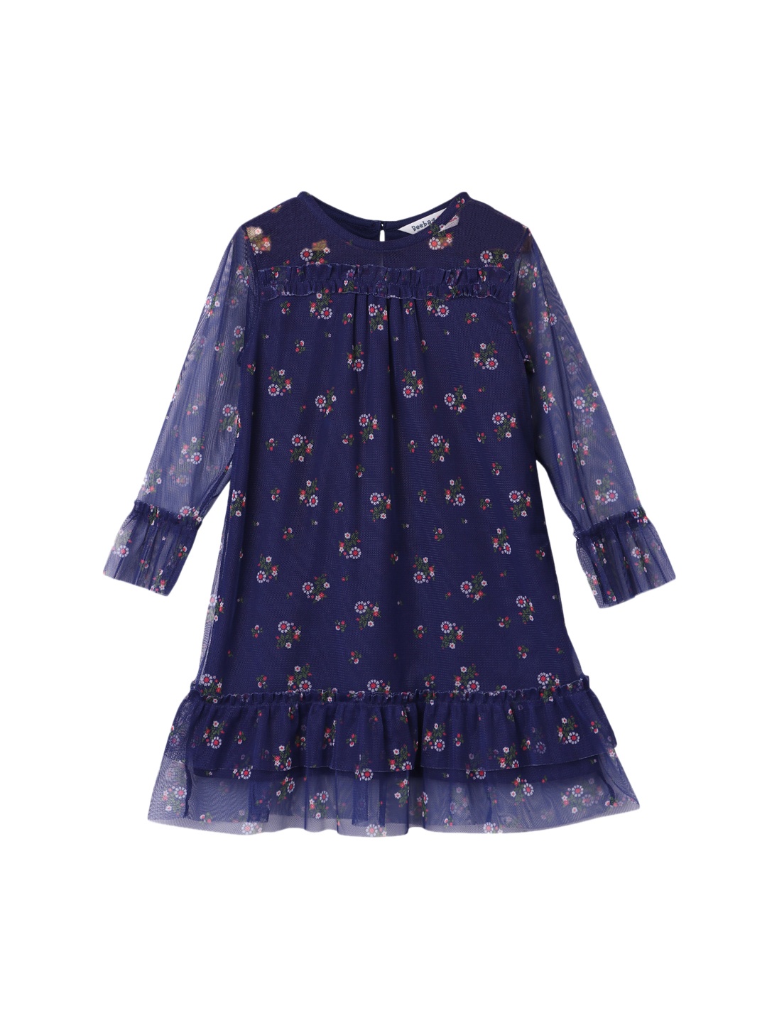 

Beebay Girls Navy Blue Printed A-Line Dress