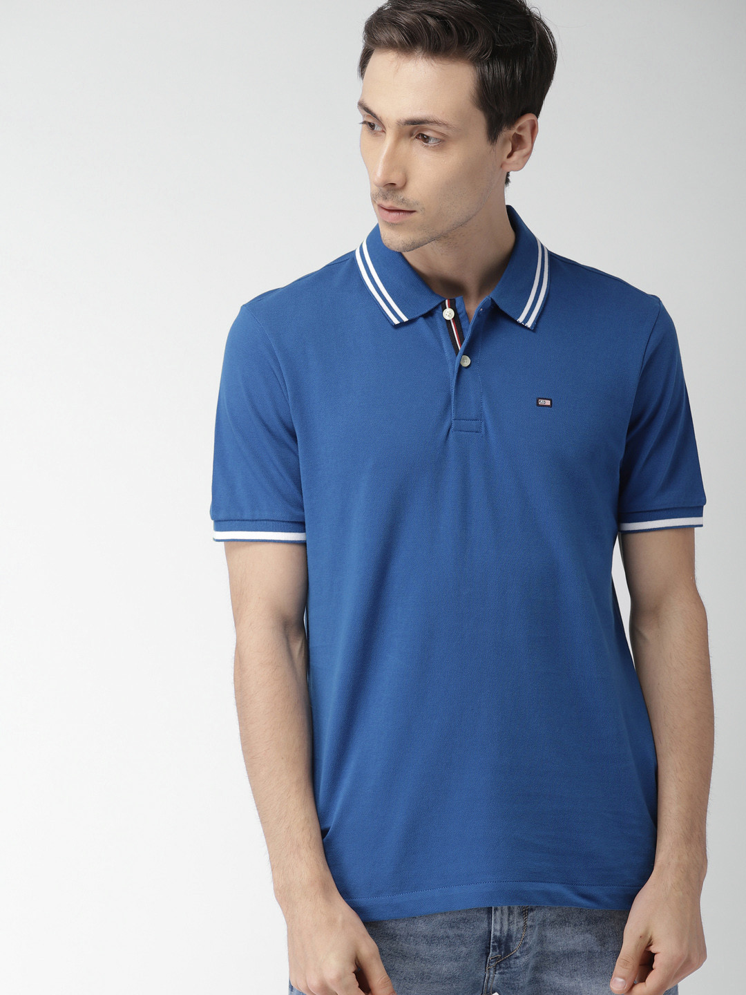 

Arrow Sport Men Blue Solid Polo Collar T-shirt