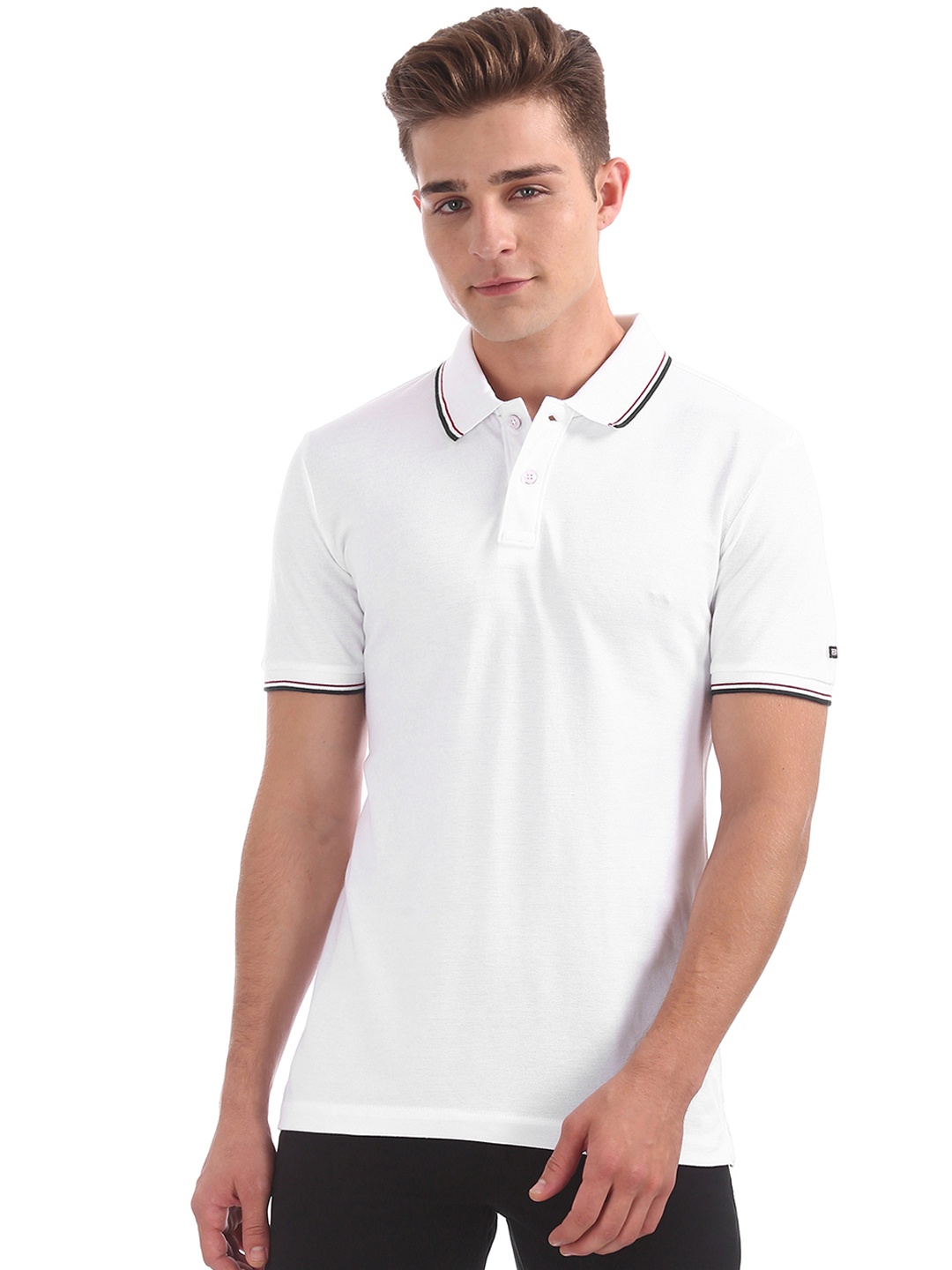 

Arrow Sport Men White Solid Polo Collar Pure Cotton T-shirt
