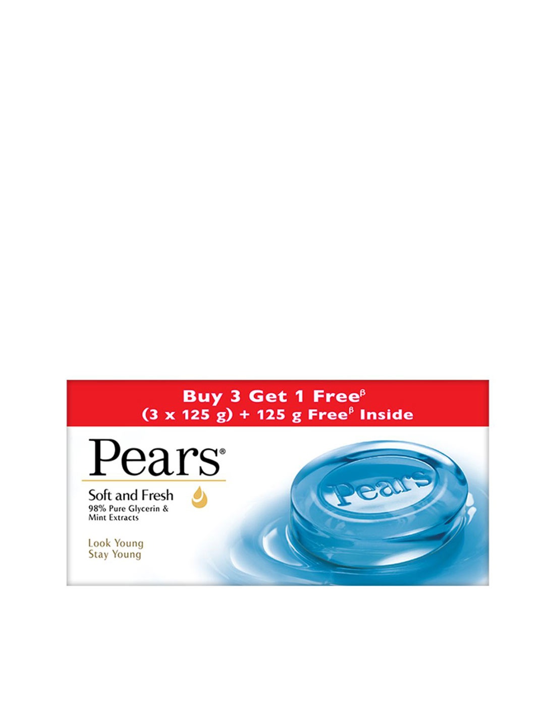 

Pears Unisex Set of 3 Soft & Fresh Bathing Bars with 1 Free Bathing Bar, Blue