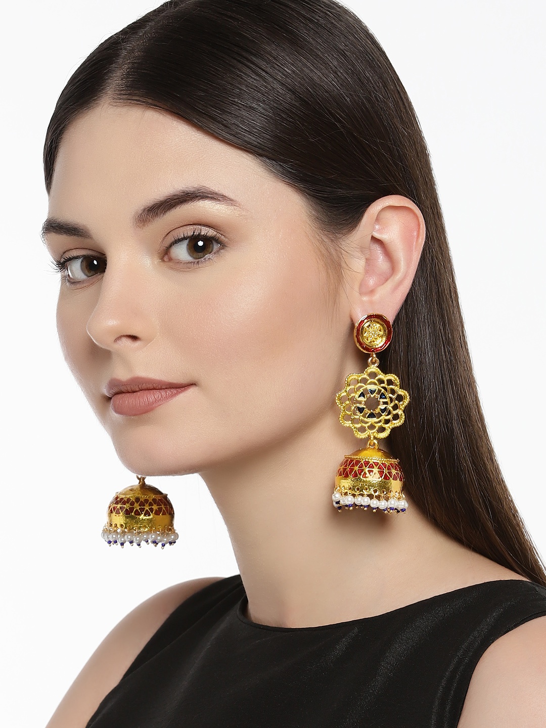 

Zaveri Pearls Gold-Toned Contemporary Jhumkas