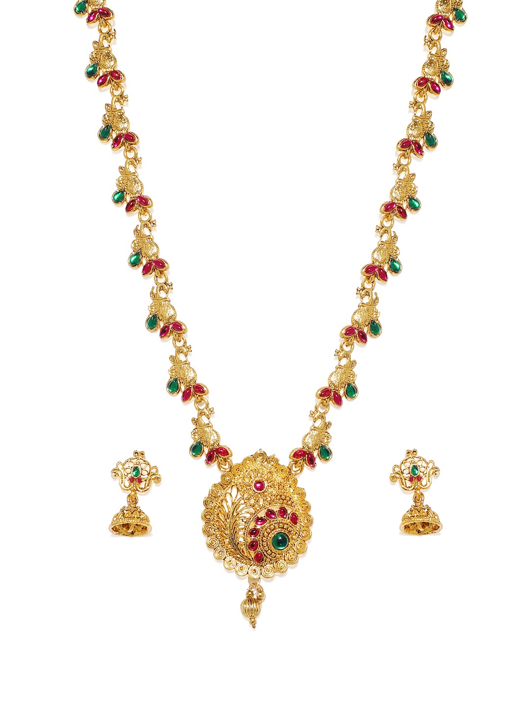 

Zaveri Pearls Gold-Plated & Red Opera Style Jewellery Set