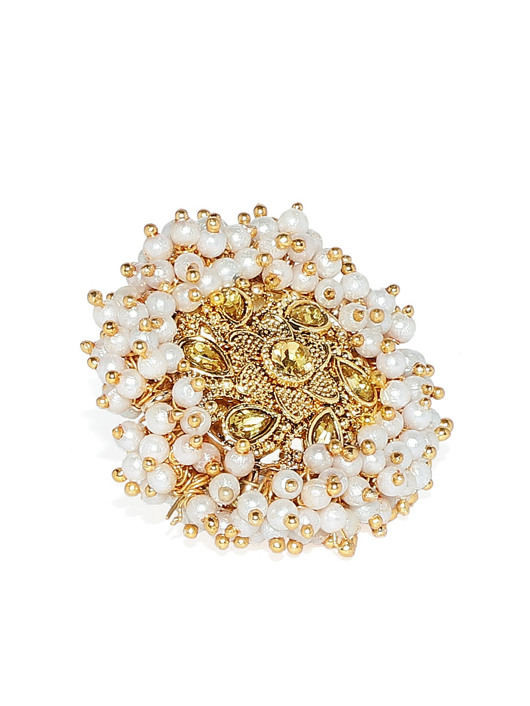 

Zaveri Pearls Women Gold-Plated Embellished With Pearls Finger Ring