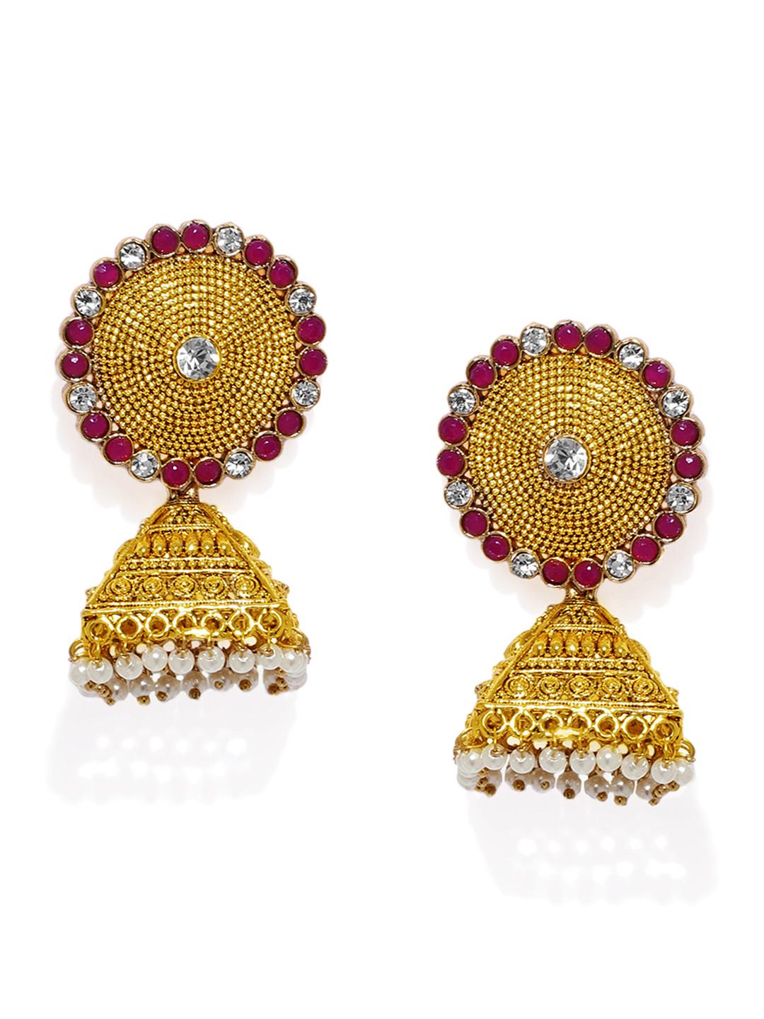 

Zaveri Pearls Gold-Plated & Off-White Dome Shaped Jhumkas