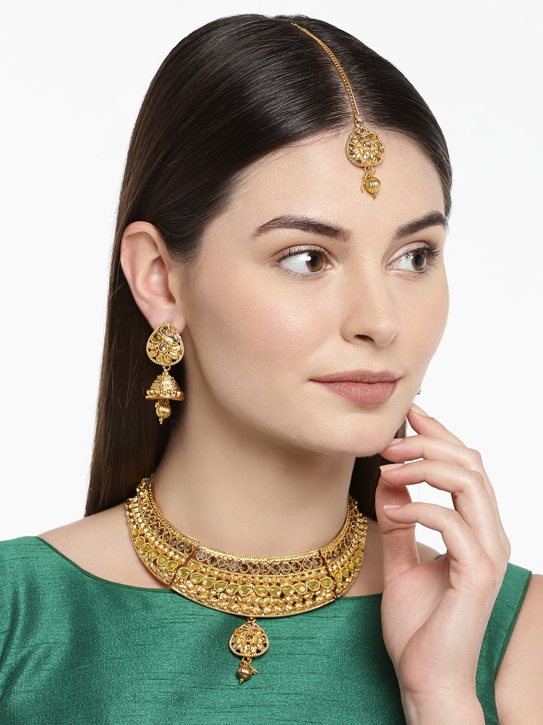 

Zaveri Pearls Gold-Plated Traditional Jewellery Set