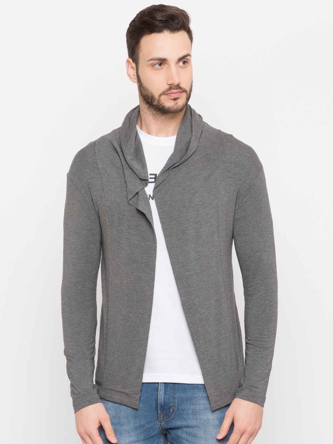 

Globus Grey Solid Open Front Shrug