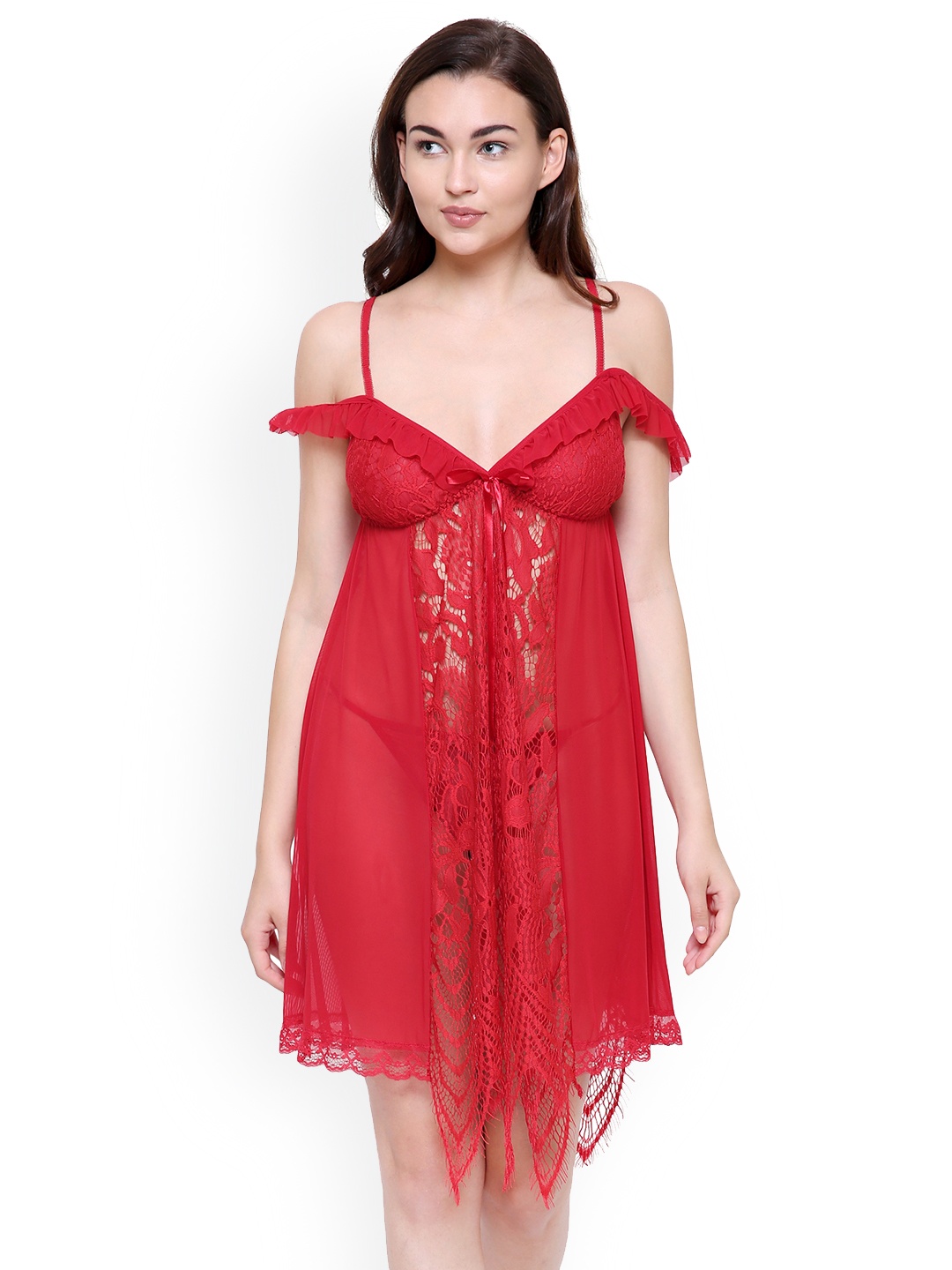 

FashionRack Red Self Design Baby Doll 491Red